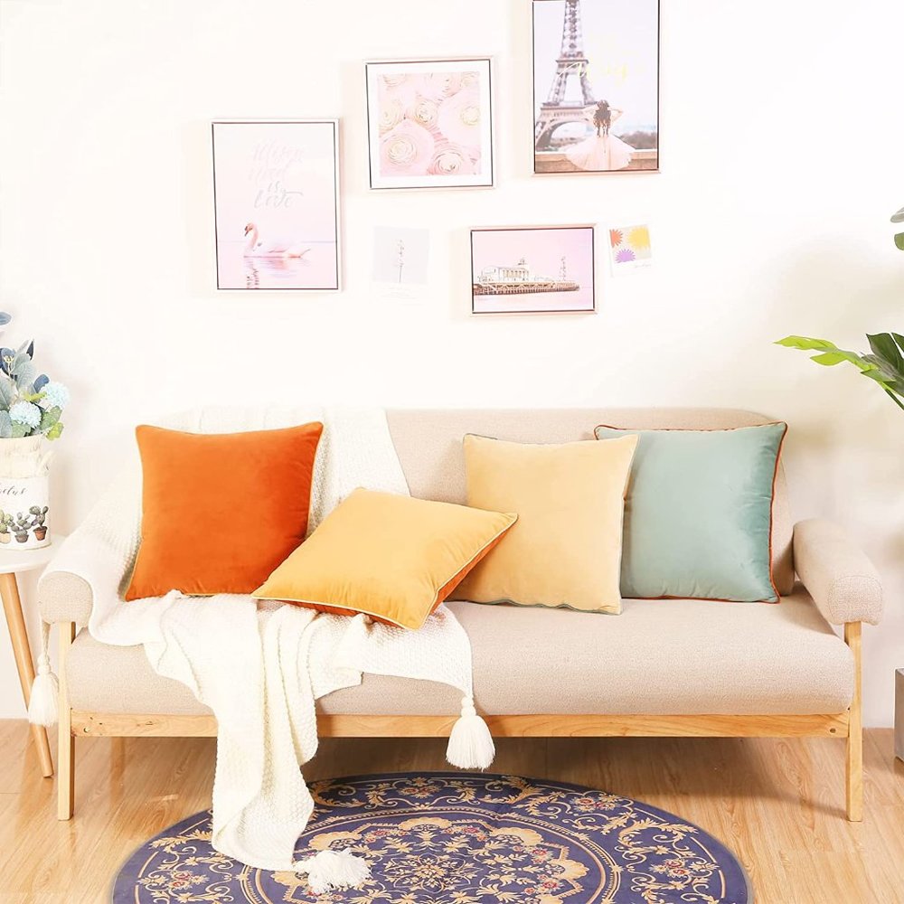 ZWJD Velvet Throw Pillow Covers 18x18 Set of 2, Soft Decorative Pillow Covers